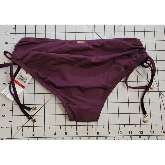 NWT Anne Cole S Live In Color Alex Side Tie Bikini Bottom Burgundy #87638 - Picture 2 of 3
